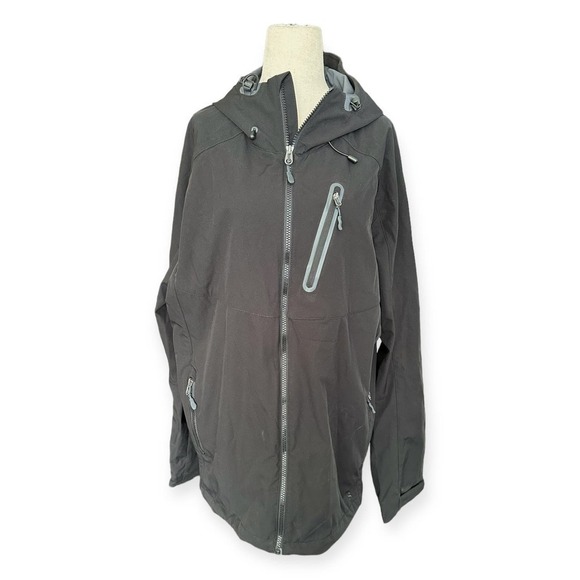 H&M Sport Men's Regular Fit Hooded Windbreaker Jacket Water Repelling in Black - Picture 1 of 5